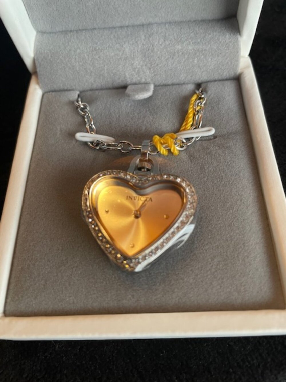 Invicta Rose Gold Angel Heart Shaped Watch Pendant and Stainless Steel Chain